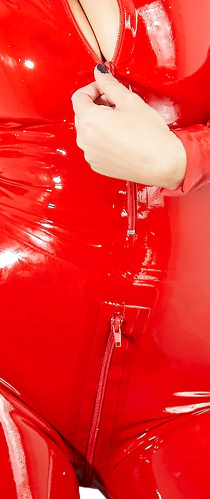 Latex Catsuit red XL - Afbeelding 7