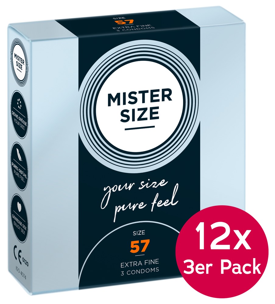 Mister Size 57mm 12x pack of 3